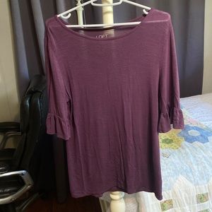 Loft purple ruffle sleeve shirt